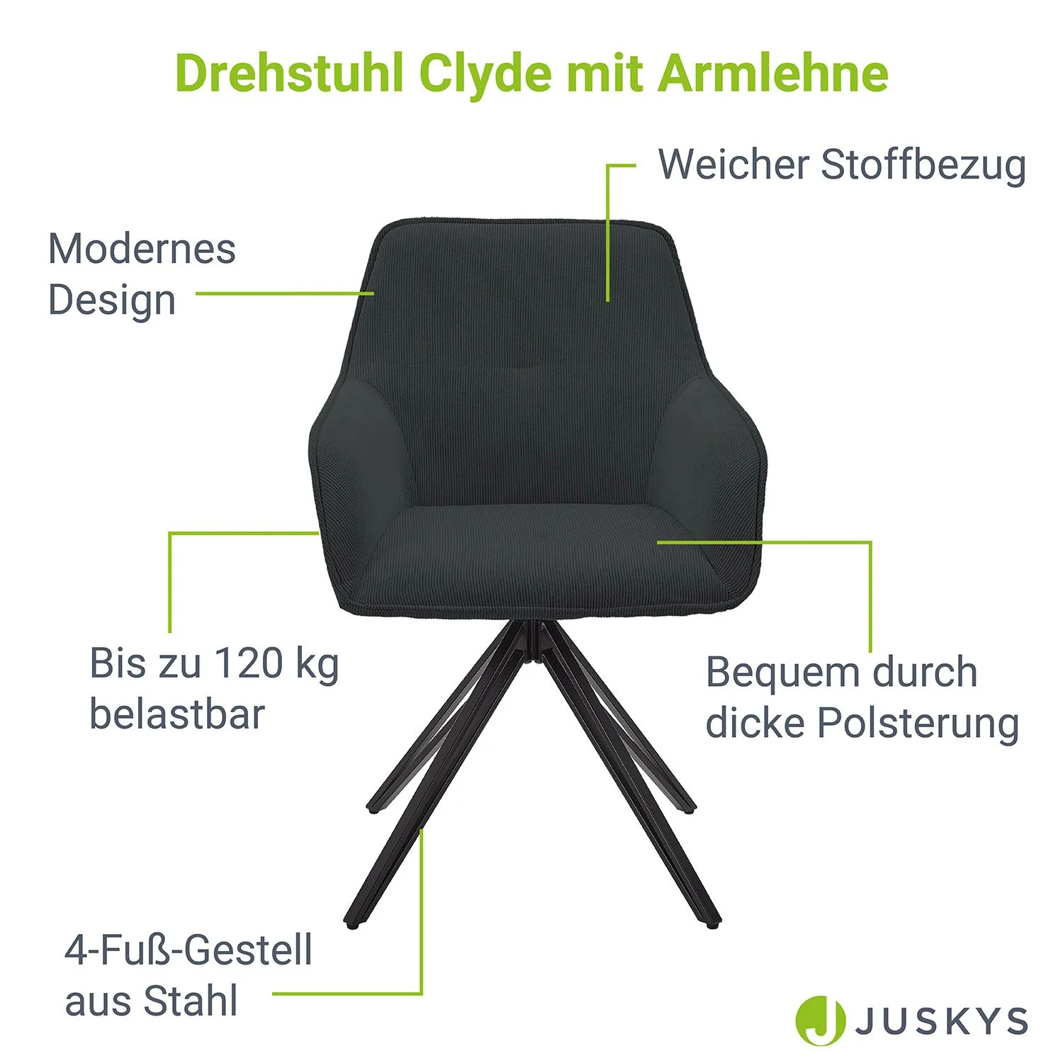 Esszimmerstuhl drehbar mit Samt Clyde - Image 14