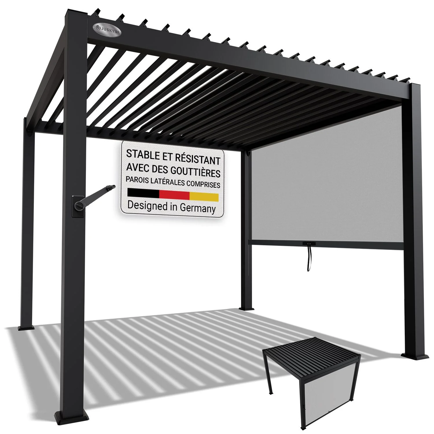 Lamellendach Tahiti 3 x 3 m inkl. 1x Seitenwand 3 m - Image 8