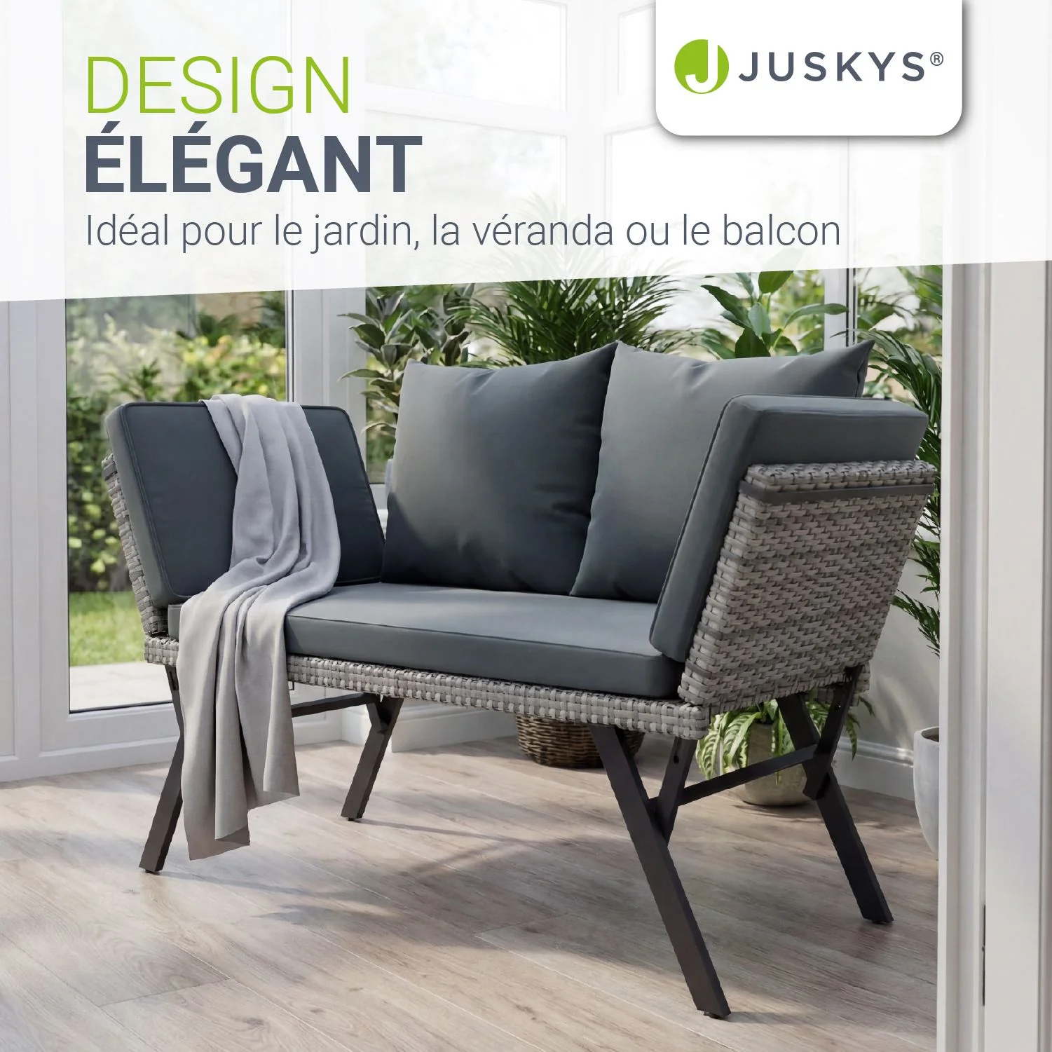Polyrattan Multifunktionsbank Calvia Schwarz/Grau/Creme - Image 35