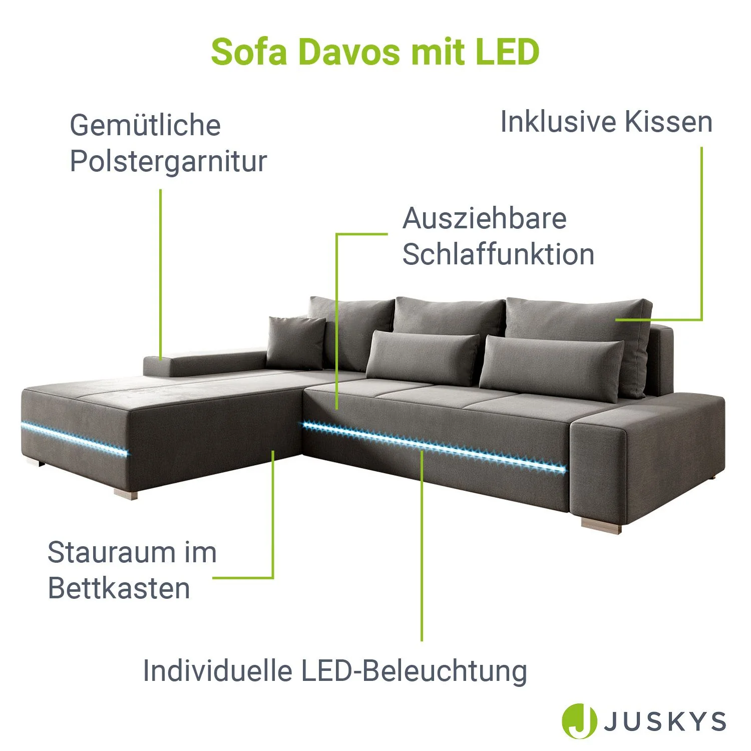 Sofa Davos mit LED - Image 14
