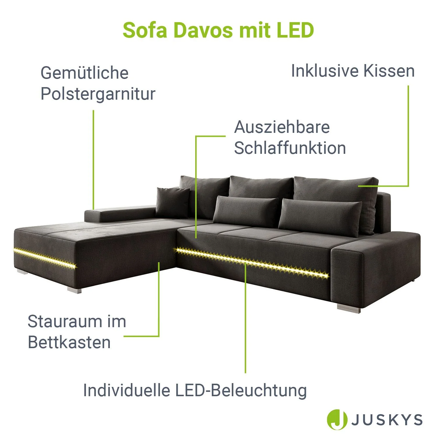 Sofa Davos mit LED - Image 4