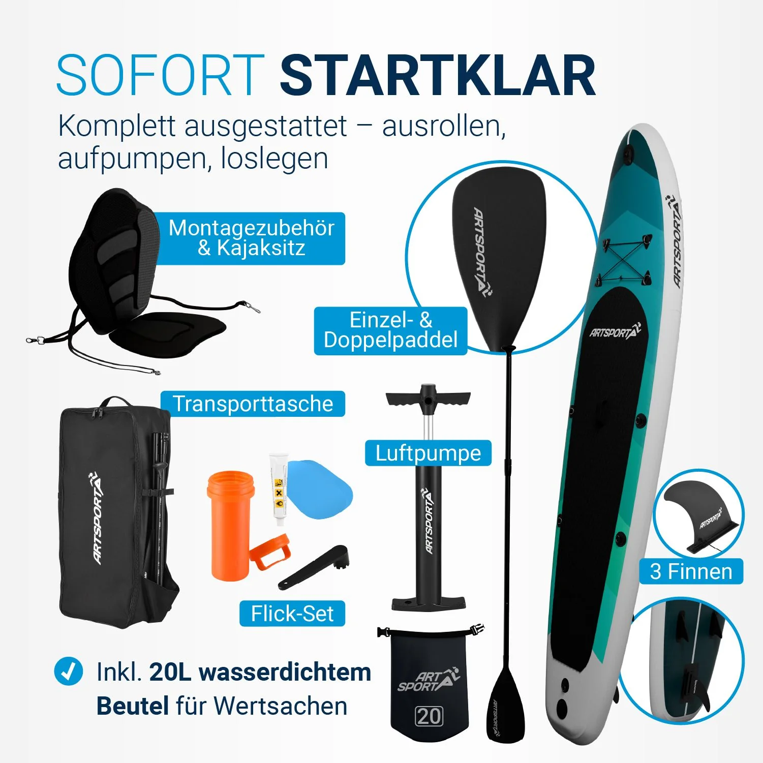 Stand Up Paddling Board mit Kajaksitz - Image 16