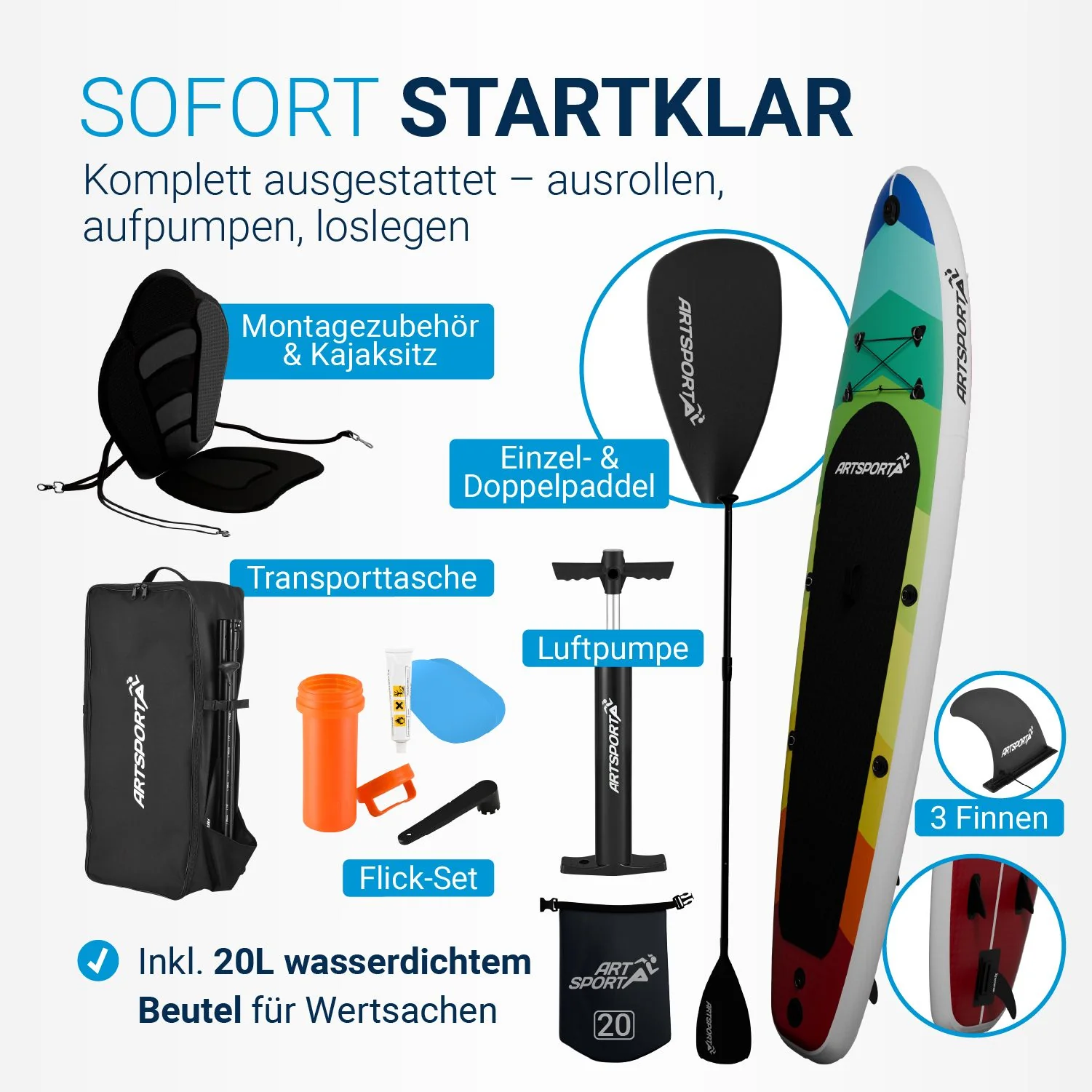 Stand Up Paddling Board mit Kajaksitz - Image 23