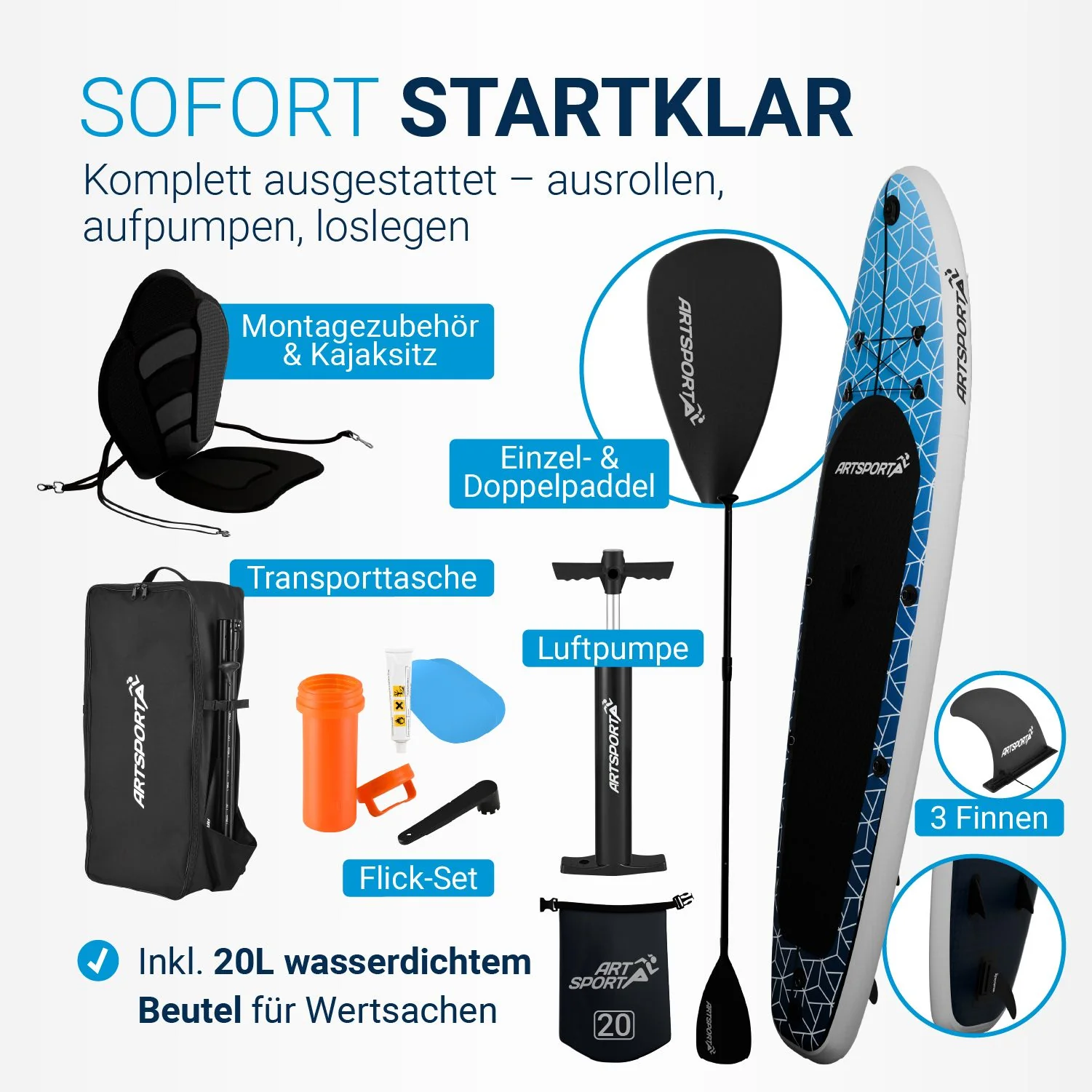 Stand Up Paddling Board mit Kajaksitz - Image 9